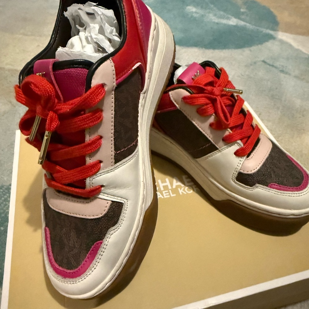 Michael Kors Lexi Brown Pink Multi Sneakers